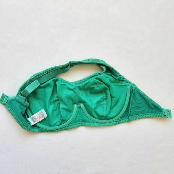 Bravissimo Textured Green Bikini Set One Shoulder Top Summer Pool Beach Swim - Picture 5 of 7